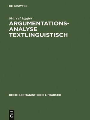 cover image of Argumentationsanalyse textlinguistisch